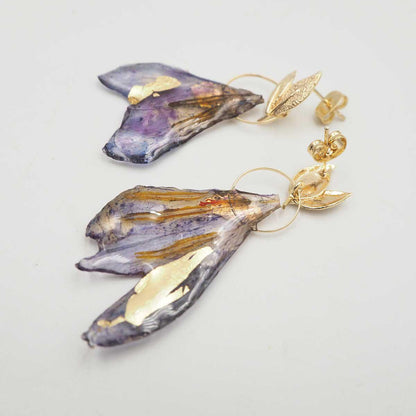 Pendientes de Flor de Azafrán Natural y Oro