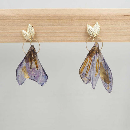 Pendientes de Flor de Azafrán Natural y Oro