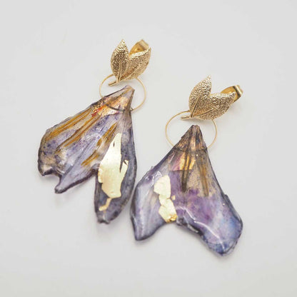 Pendientes de Flor de Azafrán Natural y Oro