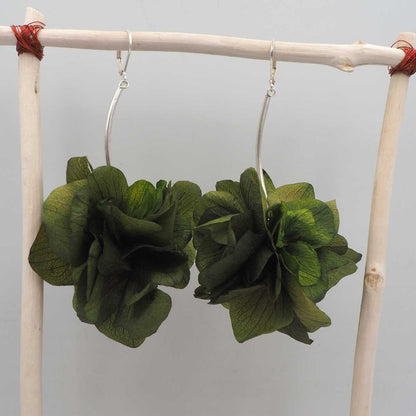 Pendientes de Flores Naturales Isolda - Verde y Plata