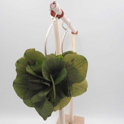 Pendientes de Flores Naturales Isolda - Verde y Plata