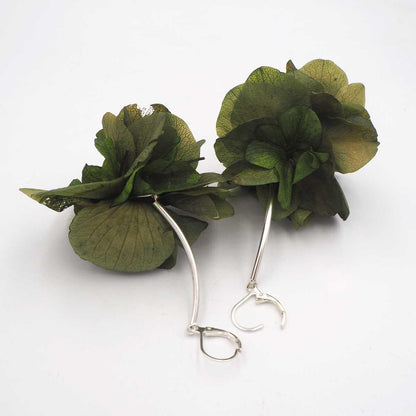 Pendientes de Flores Naturales Isolda - Verde y Plata