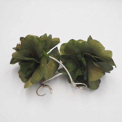 Pendientes de Flores Naturales Isolda - Verde y Plata