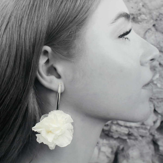 Pendientes de Flores Naturales Blancos Inmaculada