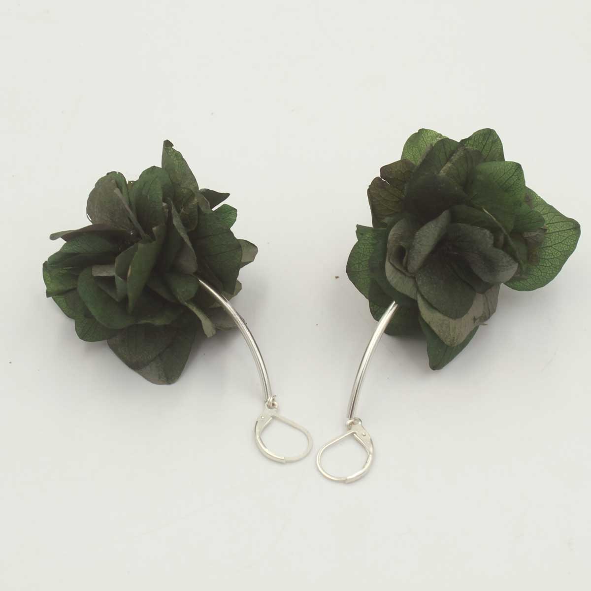 Pendientes de Flores Naturales Isolda - Verde y Plata