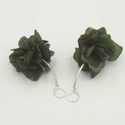 Pendientes de Flores Naturales Isolda - Verde y Plata