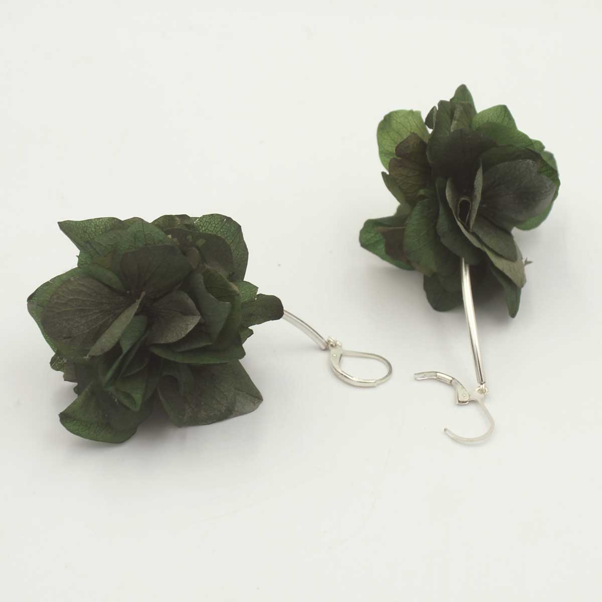 Pendientes de Flores Naturales Isolda - Verde y Plata