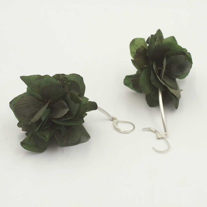 Pendientes de Flores Naturales Isolda - Verde y Plata