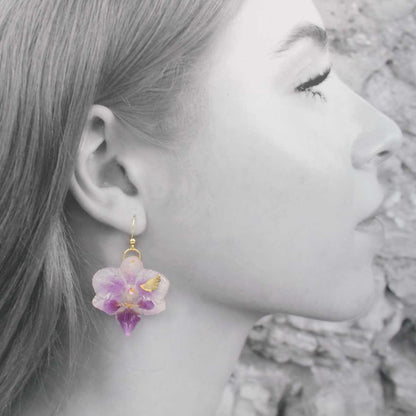 Pendientes Delikatessen con orquídeas naturales